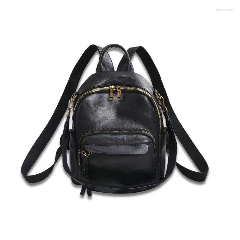 School Bags Nesitu High Quality Coffee Yellow Orange Black Genuine Leather Cowhide Women's Backpack Lady Girl Female Shoulder Bag M9898