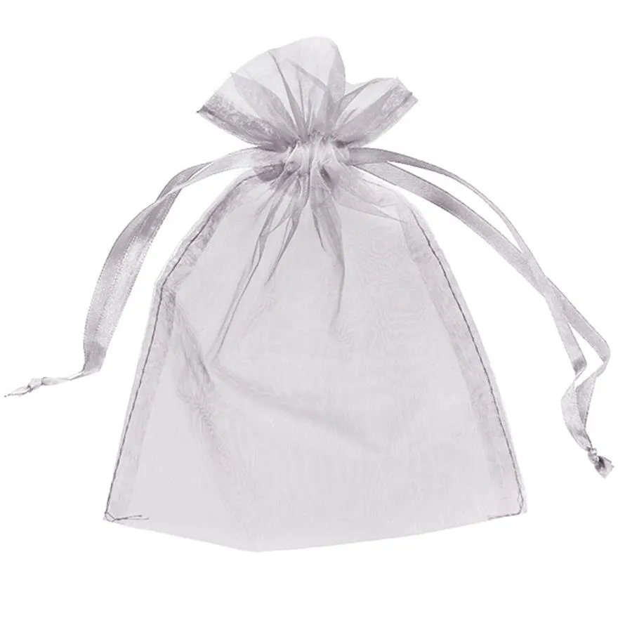 100 pièces 5x7 pouces sacs en Organza argenté pochette d'emballage cadeau faveur de mariage fournitures de fête de Noël 13x18 cm Multi couleurs rouge rose ivoire 3101