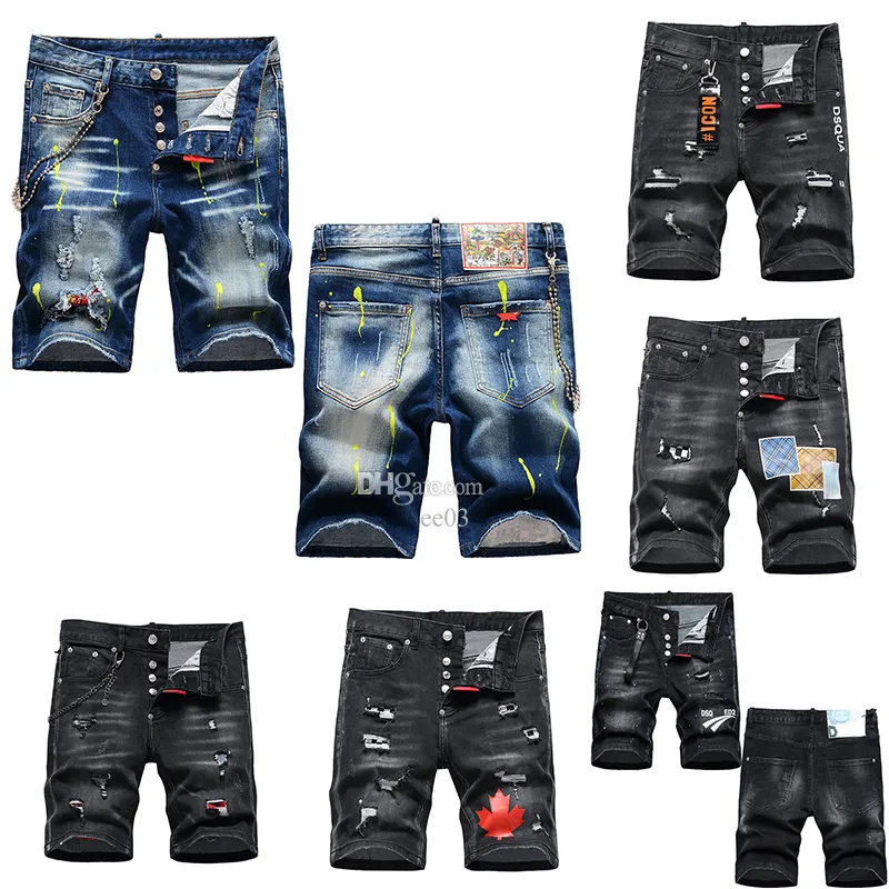 Herren Distressed Denim Shorts Hip Hop Rock Moto Ripped Biker Jeans Sommer cooler Kerl Casual Streetwear 2024