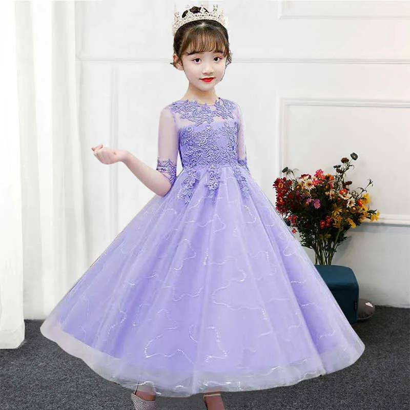 Girl's Dresses Summer Dresses Girls Blue Piano Come White Purple Princess Dress Evening Girl Birthday Party Baby Kid Wedding Ceremony Dress