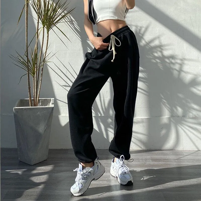 Calça feminina 2023 streetwear calça de moletom de baixa ascensão Cargo reto Cargo Mulheres algodão de cintura alta básica para