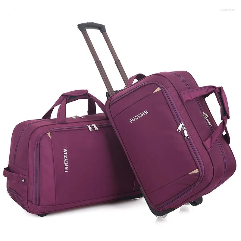 Duffelpåsar bagage resväska rullande hjul med väska duffelvattentät resevagnshjul