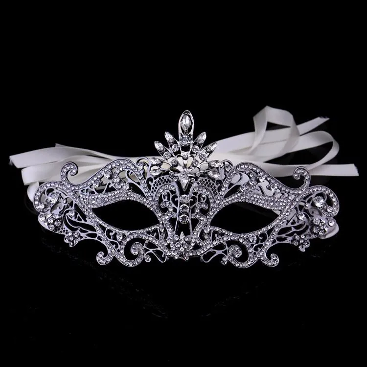 Wedding Party Mask 2022 Creative Rhinestones Homecoming Prom Dance Mask Gold Silver Black Hand-Made 19.5cm*9.6cm In Stock Upper Half Face