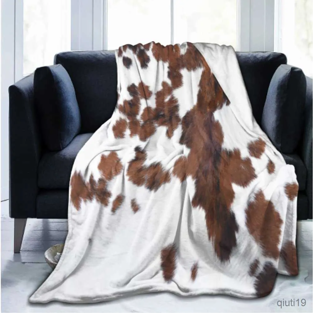 Blankets Brown Cow Fur Print Blanket Soft Cow Print Throw Blankets Fleece Blanket Cow Pattern Blanket for couch Animal Blanket R230824