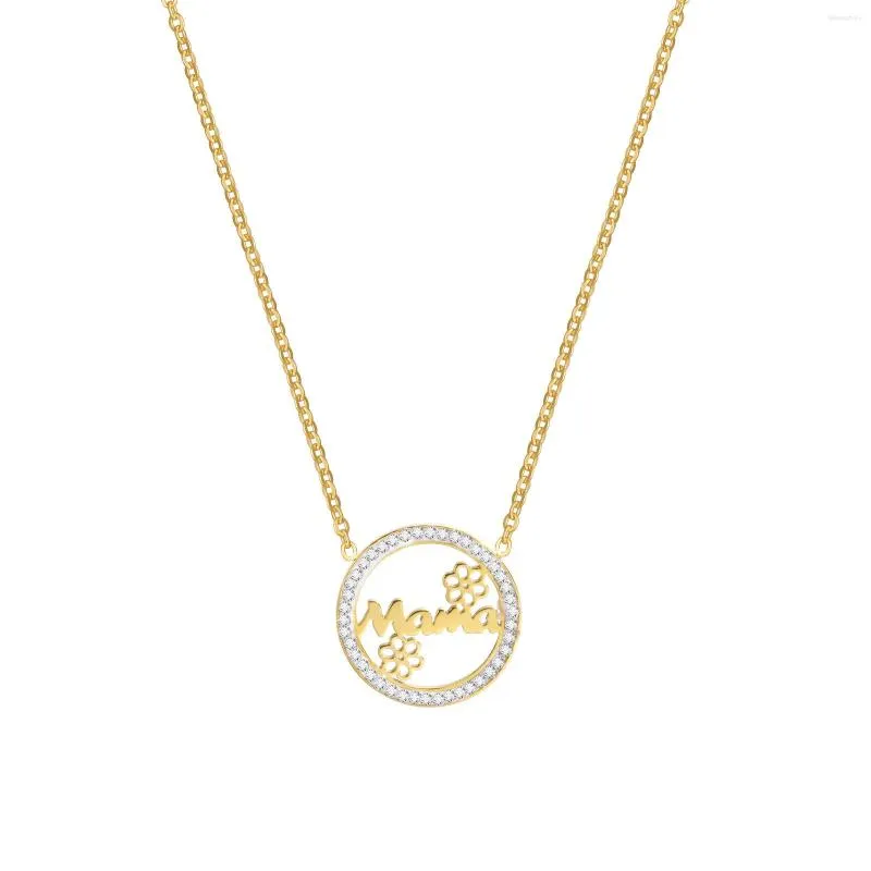 Pendentif Colliers Ronde Zircone Cubique Collier Femmes Maman Fête des Mères Cadeau