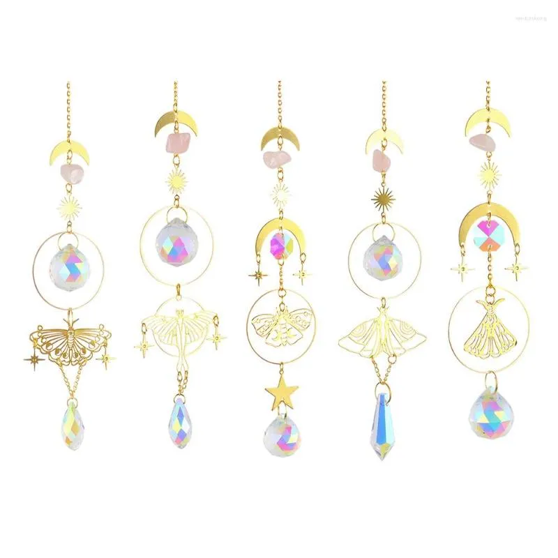 Tuindecoraties Crystal Wind Chimes Butterfly Mot Prisms Metal Light Catcher Windbell ornamenten