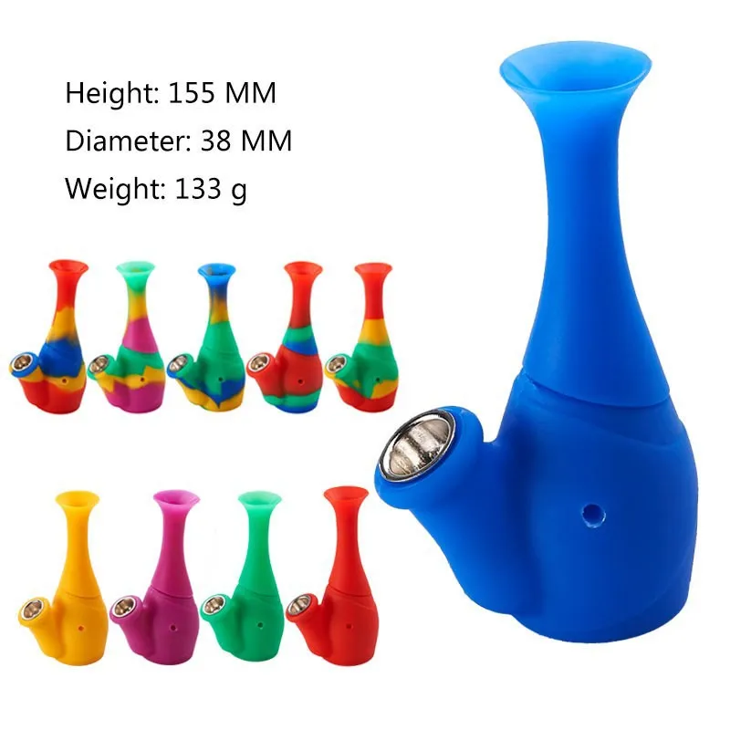 Tuyau en verre de Silicone 15.5mm de haut, tuyau de narguilé détachable, plates-formes Dab, accessoires pour fumer, plate-forme pétrolière, vente en gros