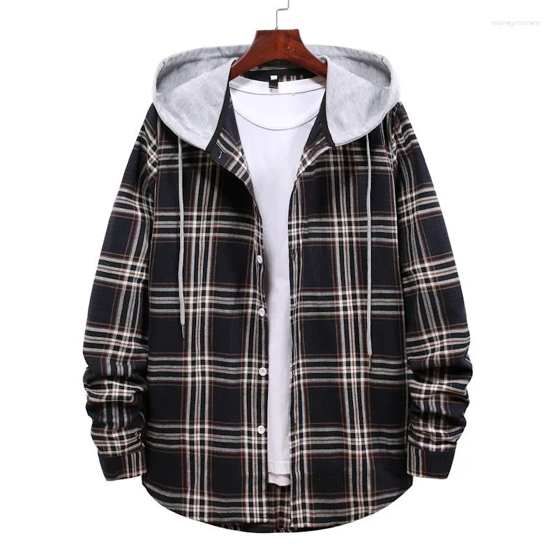 LUCLESAM Mens Plaid Plaid Hoodie With Classic Splicing 2023 Brand