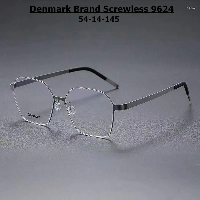 Sonnenbrillen Frames Dänemark Brand 9624 Titangläser Rahmen Männer Ultraleicher Schraubless verschreibungspflichtiges Brillen Frauen Polygon optisch