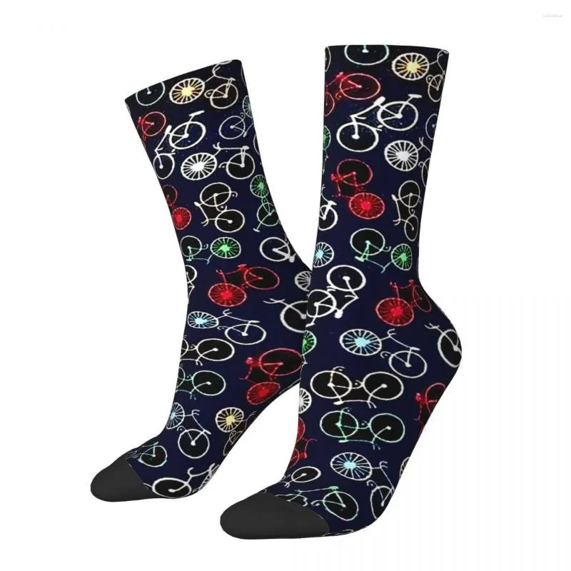 Men's Socks Happy GALORE Vintage Harajuku Bicycle Bike Hip Hop Novelty Crew Crazy Sock Gift Pattern Printed