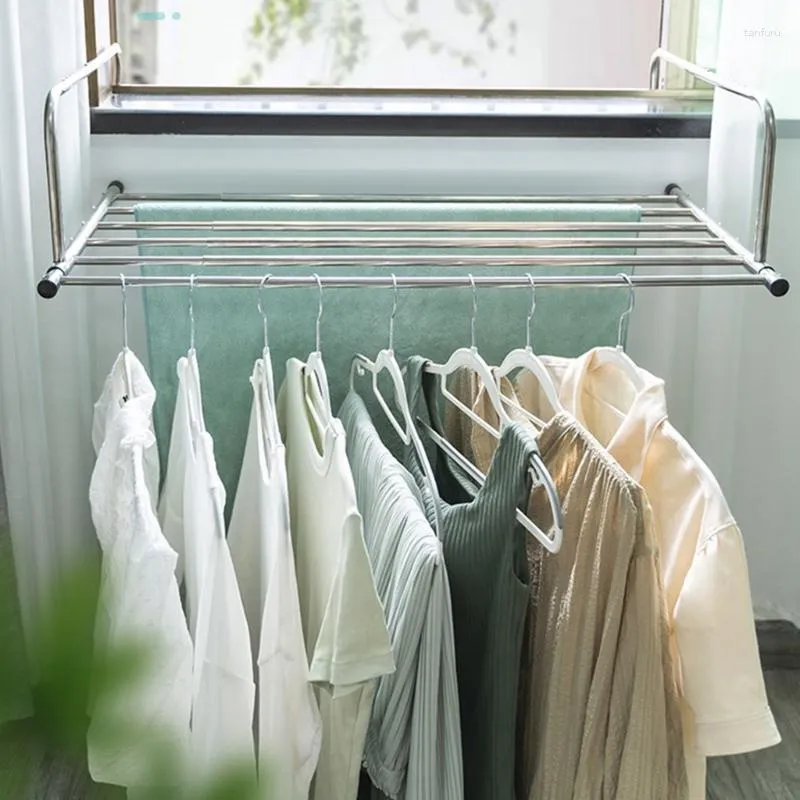 Hangers Stainless Steel Folding Drying Rack Multifunction Hanging Holder Household For Balcony Laundry Cloth