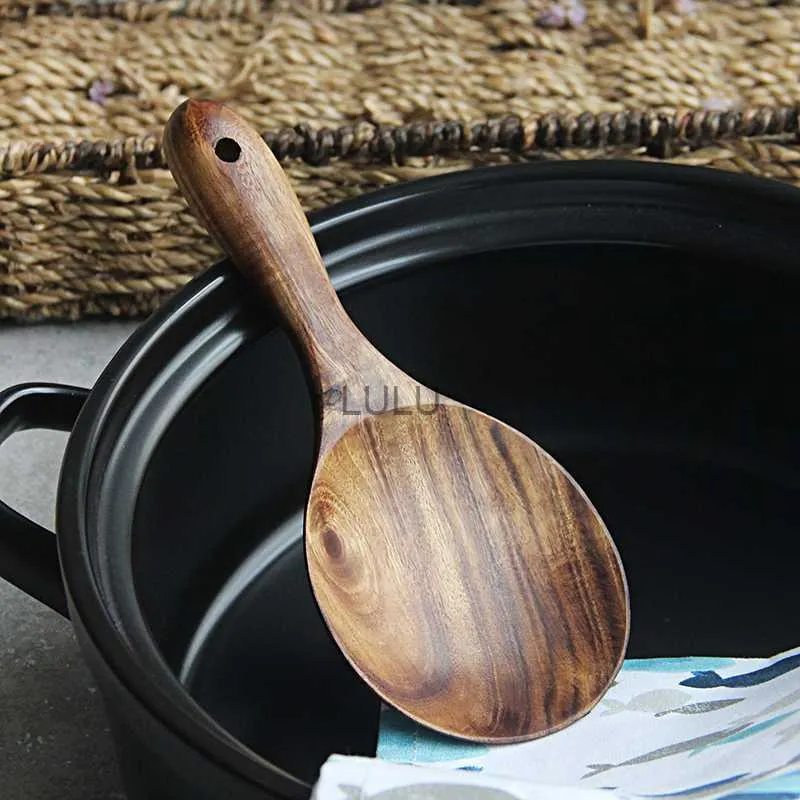 Teak Wood Rice Spoon Rice Paddle Scoop Wooden Kitchen Spoon Ladle Tablespoon Big Serving Spoon Wooden Kitchen Utensils Tableware HKD230810