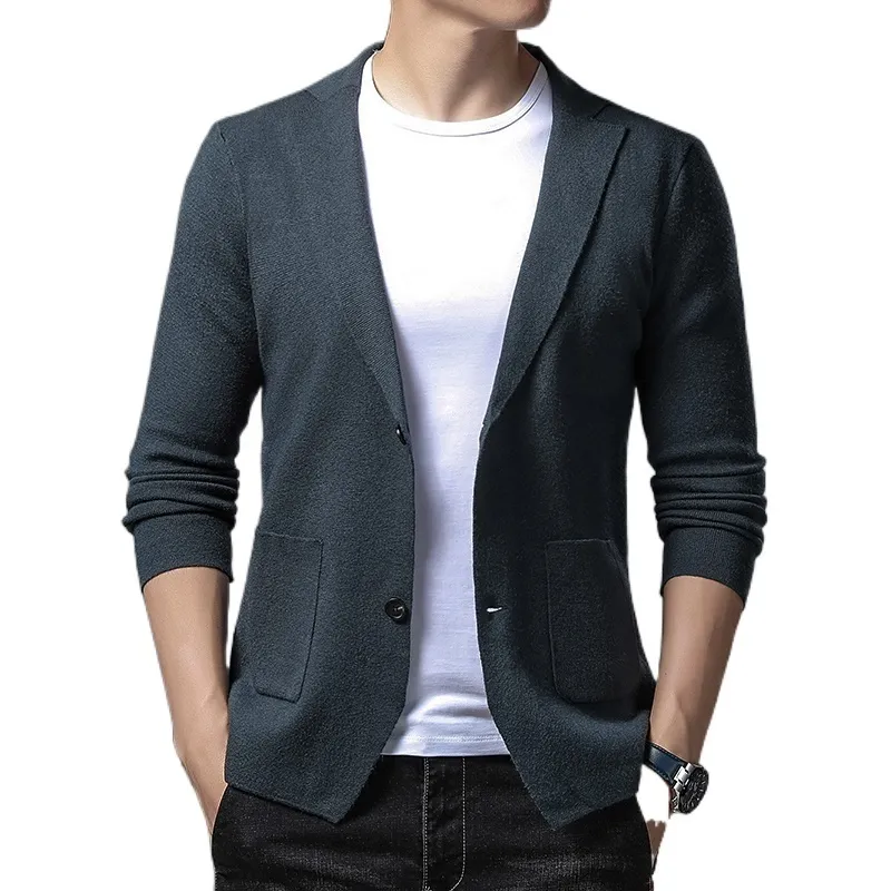 Pulls pour hommes Cardigan Costume plat Style Simple Boutonnage Revers Business Casual Polyvalent 2023 Pull tricoté 230823