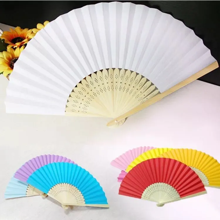 Wedding Favors Gifts Elegant Solid Candy Color Silk Bamboo Fan Cloth Wedding Hand Folding Fans+DHL 