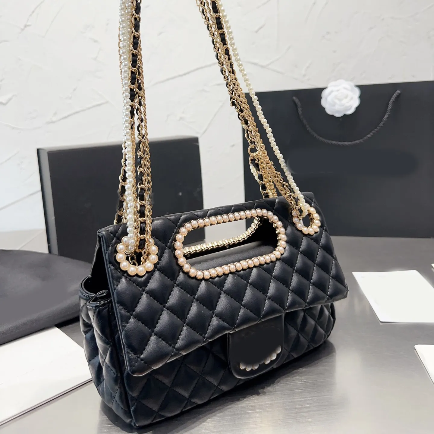 Satchel Chains Bag Pearl Crossbody Leather Luxury Designer Brand Bags Fashion Shoulder Handbags High Quality Women Letter Purse Phone Wallet Metallic