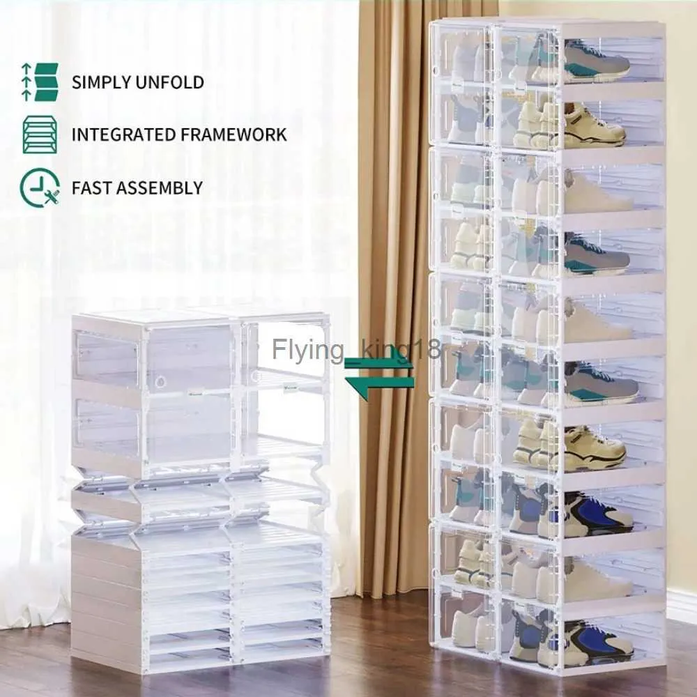 Transparent foldable and stackable shoe organisers shop