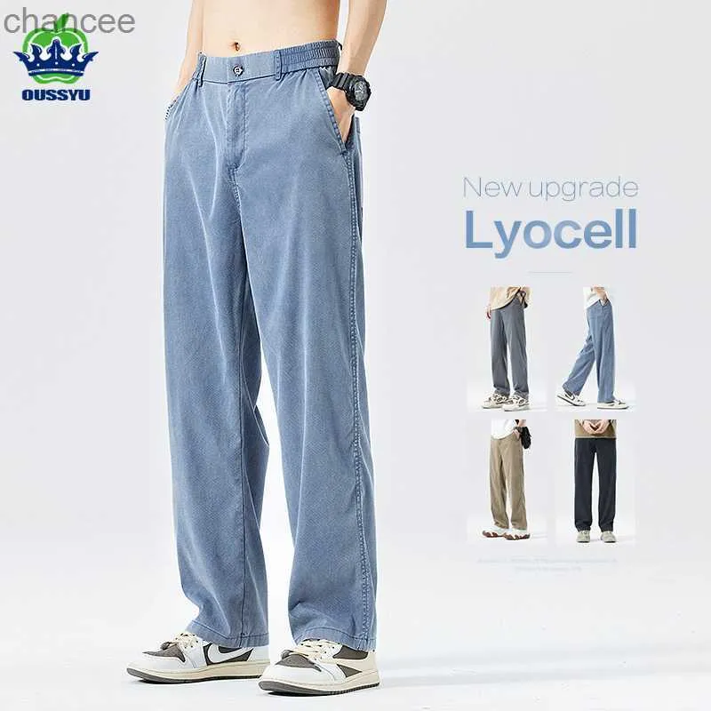 Newly Upgraded Lyocell Fabric Jeans Men Loose Straight Summer Elastic Waist Casual Denim Trousers Male Thin Pants Large Size 5XLLF20230824.