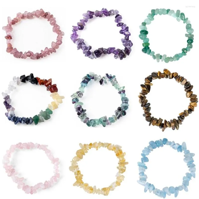 Strand Natural Crystal Chip Bracelet onregelmatige chakra genezende edelsteen stretch armbanden reiki yoga verlicht angst voor vrouwen meisjes sieraden