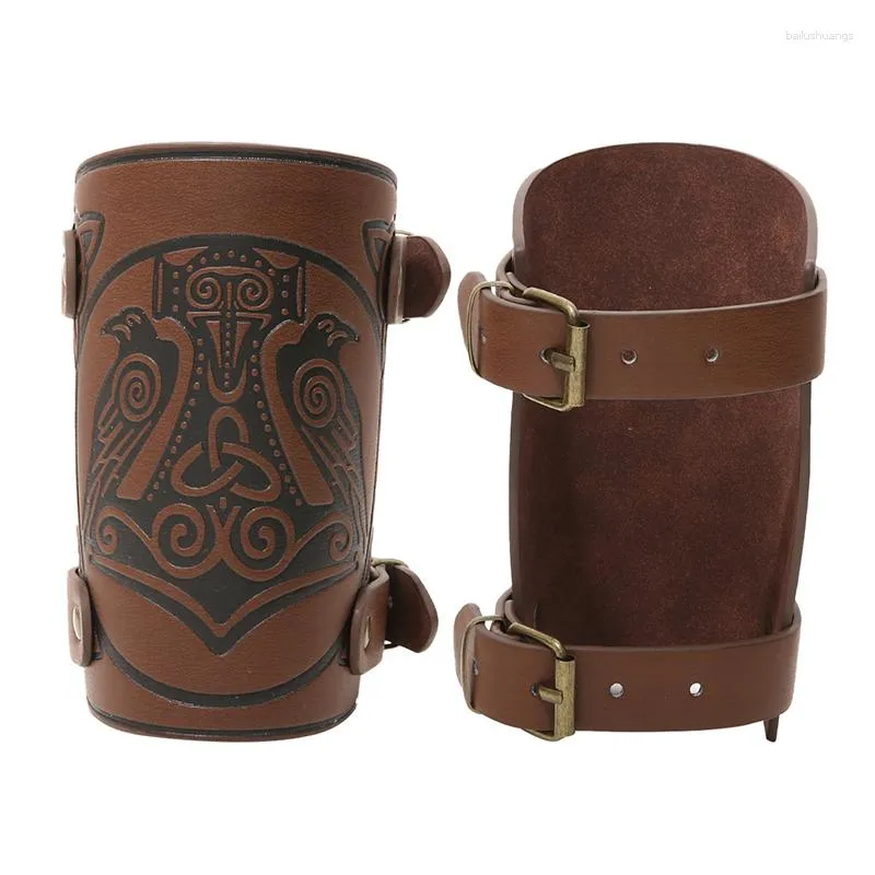 Бангл женщин мужчина косплей широкий кожаный браслет Nordic Viking Style Medieval Vintage Wrist Guard.