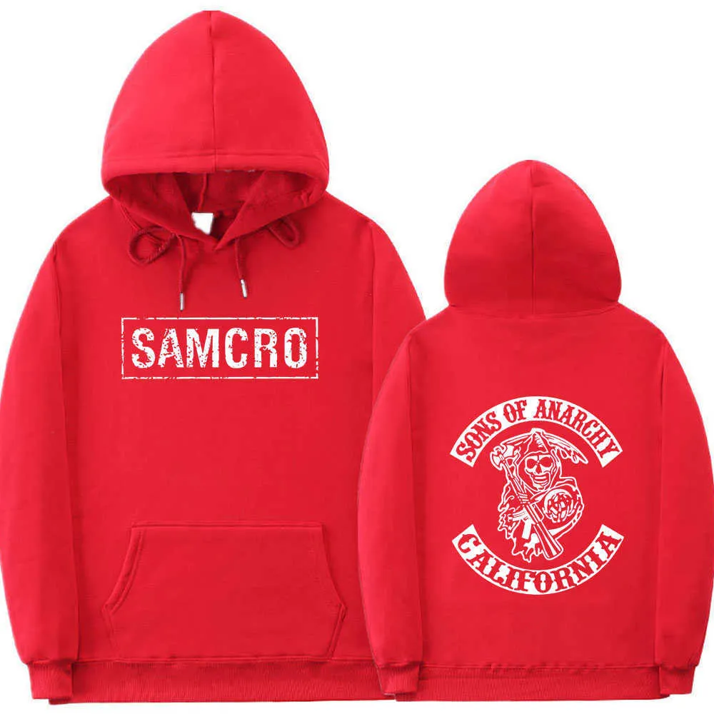 Sons of Anarchy SAMCRO DUBBEL SIDD PRINT HOUDIE SWEATSHIRT MÄNDE MODE DESIGN PUCKOVER MÄNLIGA FLEECE BOMULLHOUDIER