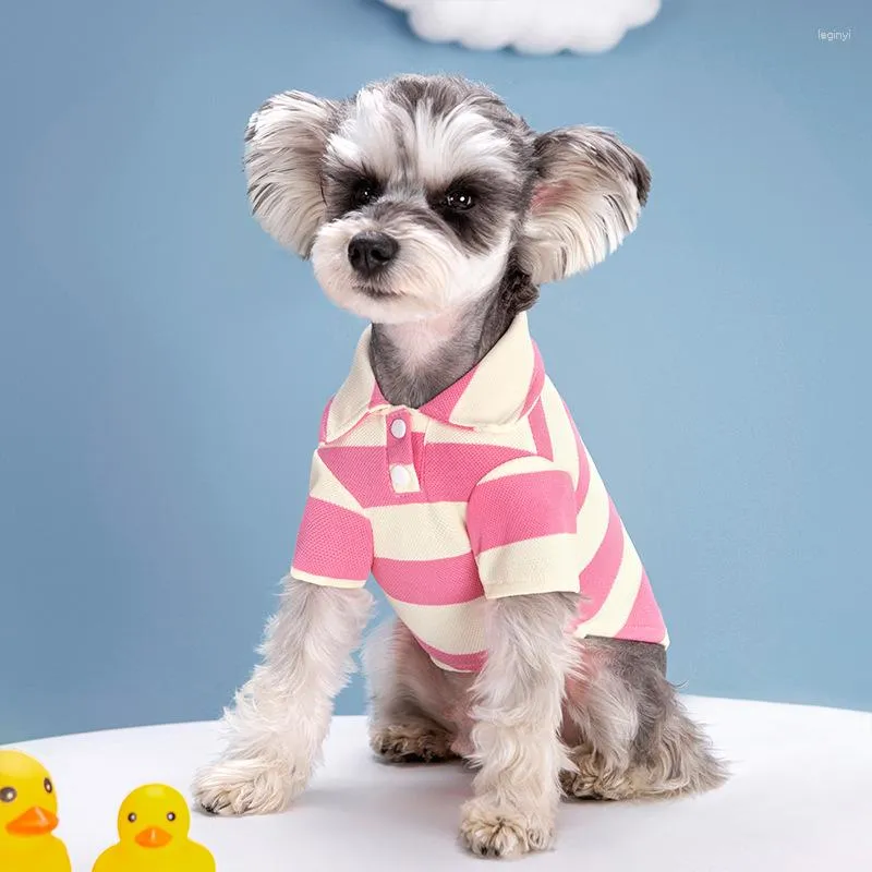 Hundkläder randiga husdjurskläder Kläder Summer Cool Polo Shirt Valp Pullover för små medelstora kläder Chihuahua Yorkshire