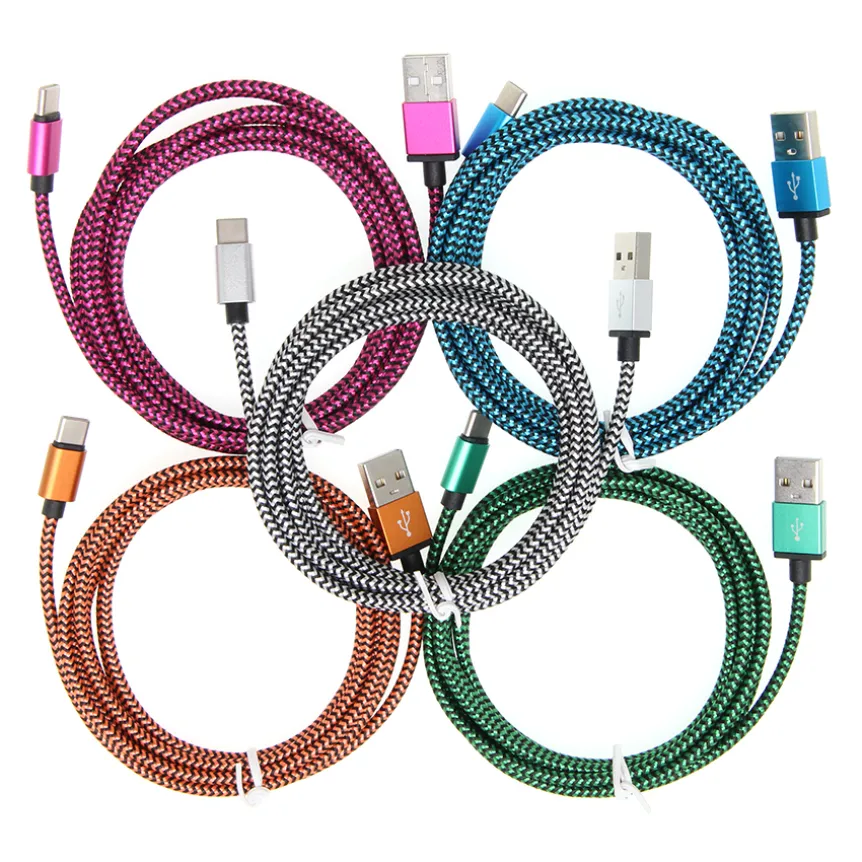 1m 2m 3m Type C Fast Charge Phone Cable Braided Long Micro USB Charging Data Cables Cord For Xiaomi Huawei Android Mobile Phone