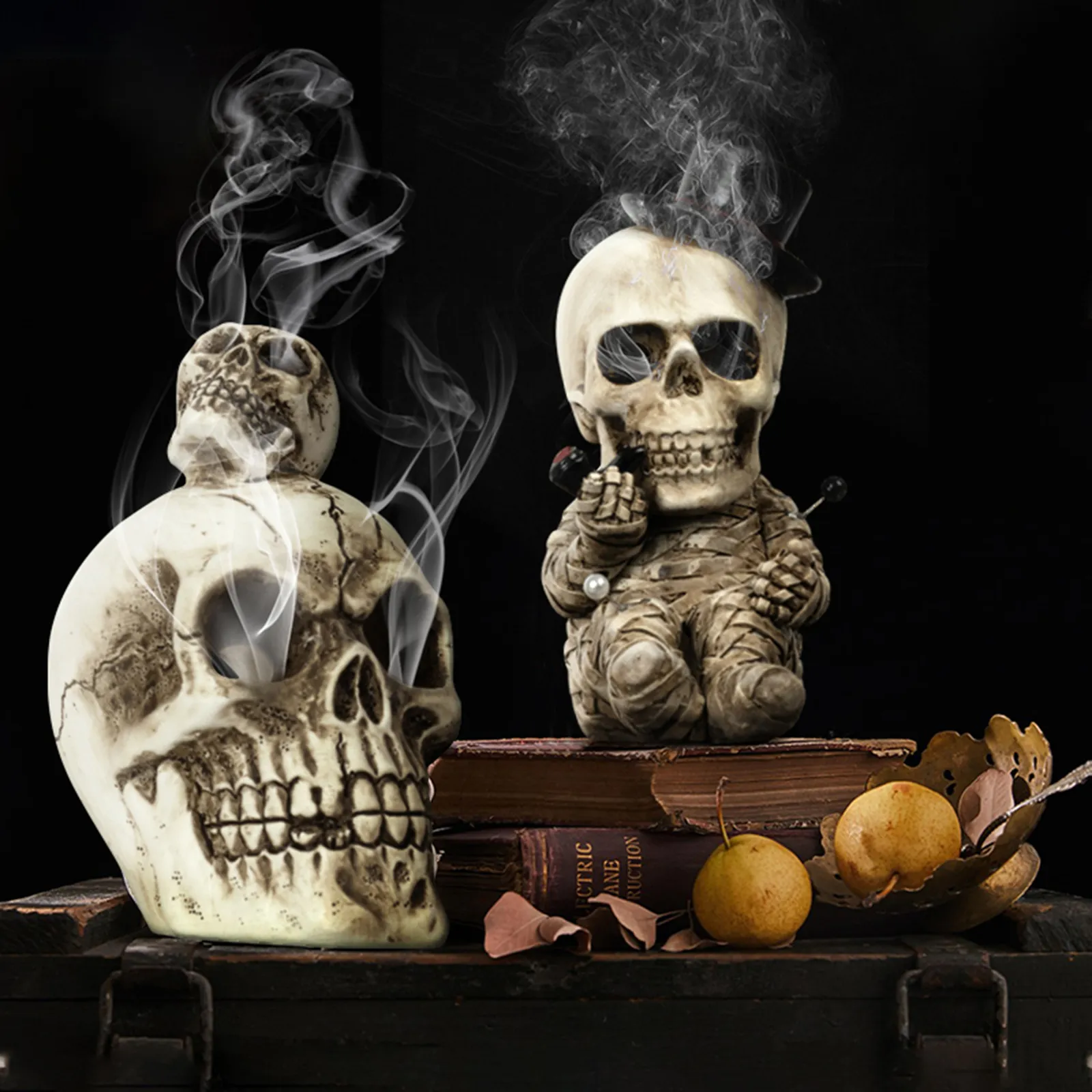 FT ホンギ グッズセット　skullhon Creepy Skull Incense Holder - Resin Skull Statue, Punk Home Decor