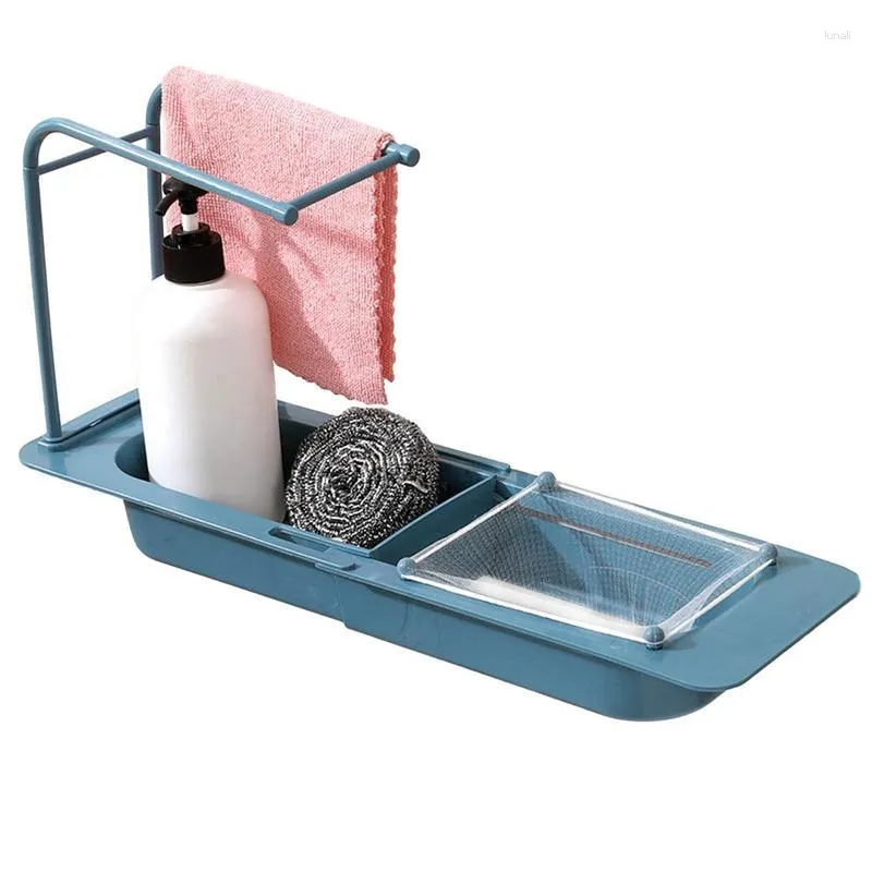 Kitchen Storage Sink Drainer Strainer Holder Rack Adjustable Drain Basket For Home Bathroom Over Sponge