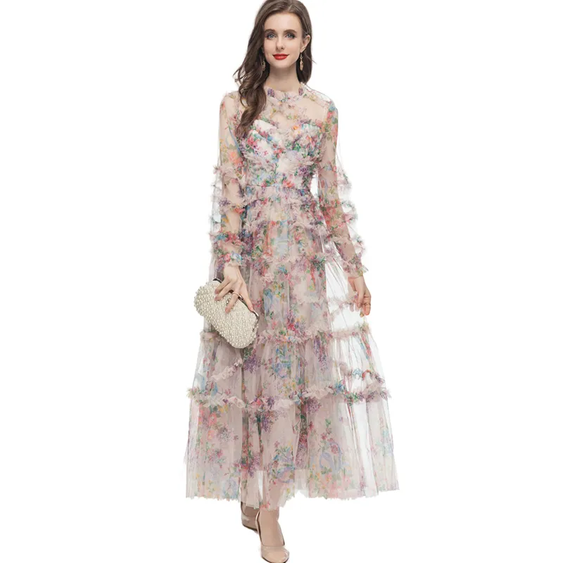 Fashion O-Neck Long-Sleeved Printed Dress Fashion O-Neck Long-Sleeved Printed Dress