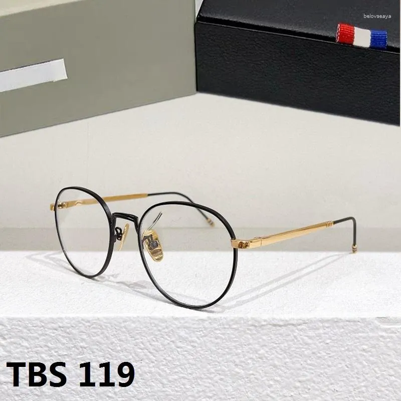 Lunettes de soleil Cadres Thom Marque Alliage Lunettes Cadre Hommes Femmes Vintage Ronde Prescription Lunettes TBS119 Myopie Optique Lunettes Lunettes