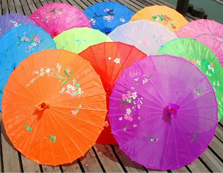 assorted colors with handpainted flower designs wedding bride umbrella silk parasol Top QualityZZ