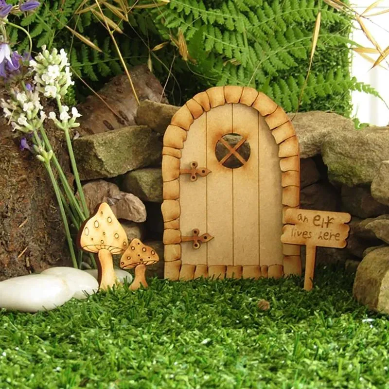 Garden Decorations Fairytales Mini Elf Dwarf trädörr handgjorda monterade inomhus utomhus dolda hörn hem dekoration dollhus