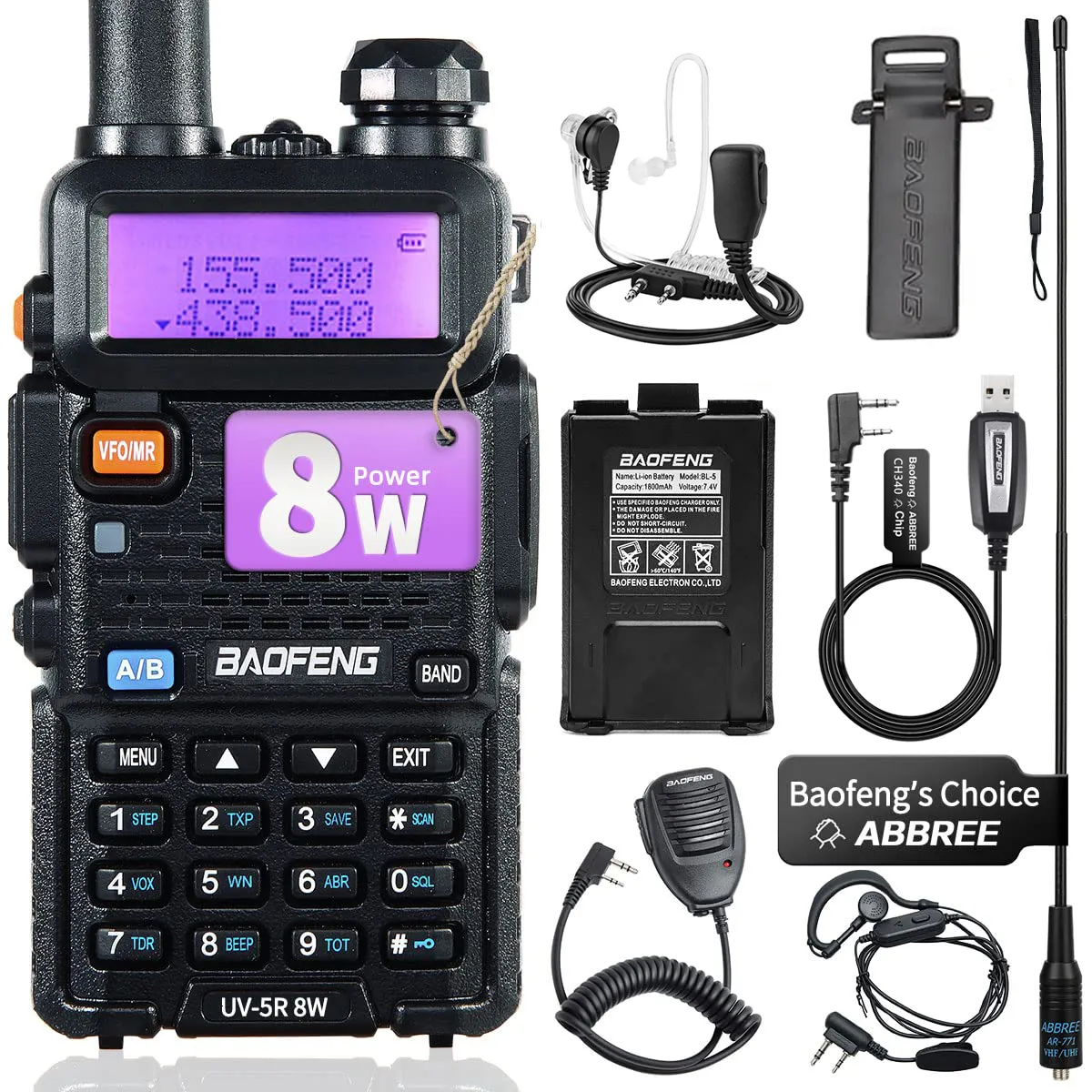 Walkie Talkie Baofeng UV 5R 8W 5WポータブルハイパワートーキエーキーVHF UHFデュアルバンド双方向CBハムラジオトランシーバーUV5R 230823