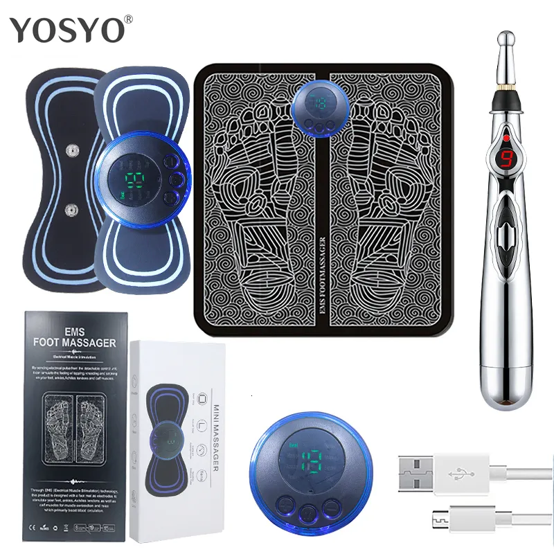 Foot Massager Intelligent EMS Massage Pad Neck Versebra Stick Acupunktur och moxibustion Pen Aktuell fysioterapi Instrument 230823