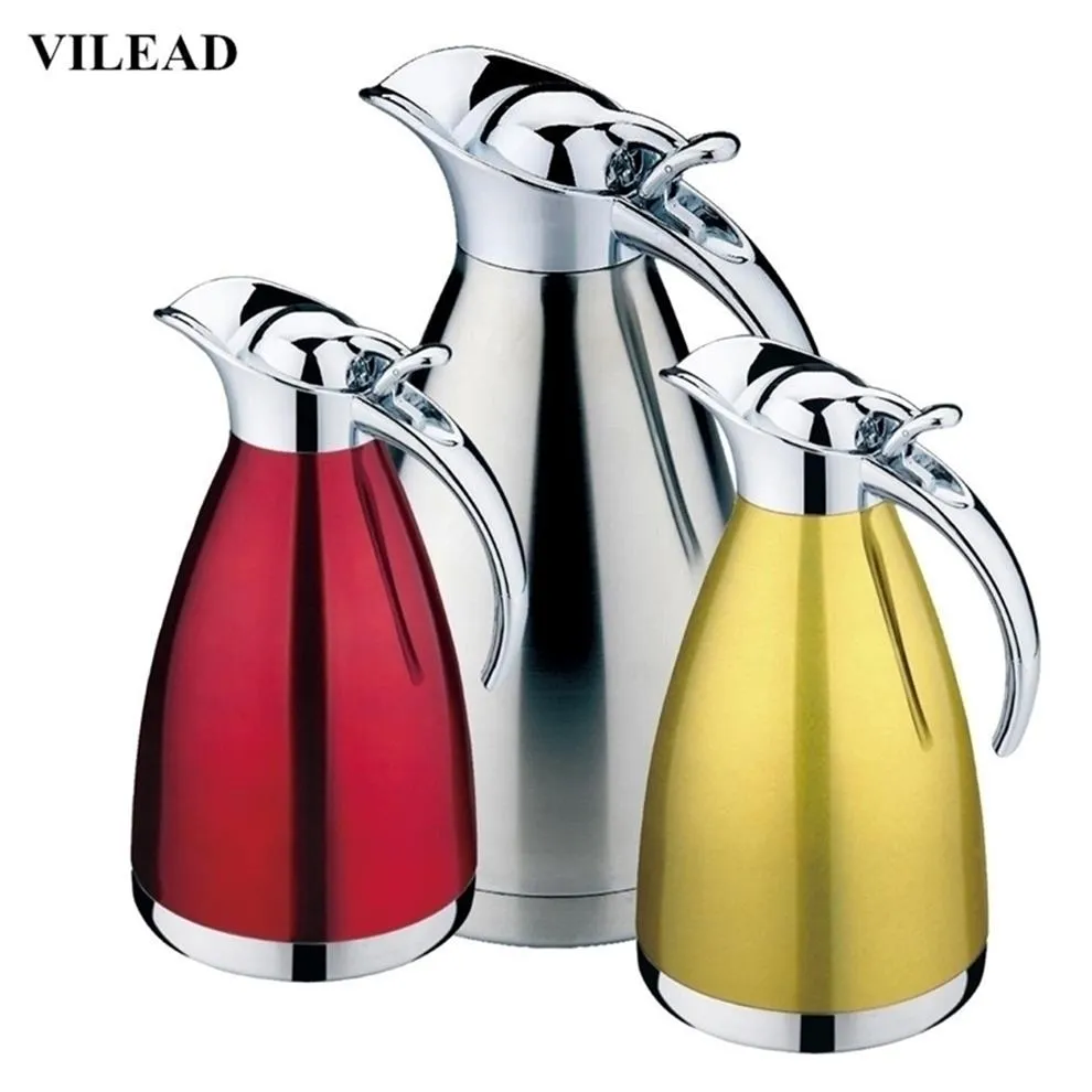 VILEAD 4 Color Coffee Thermos mugg rostfritt stål grepp tekanna vakuumkolvar termos koppar garrafa termica vattenflaska y200107225h