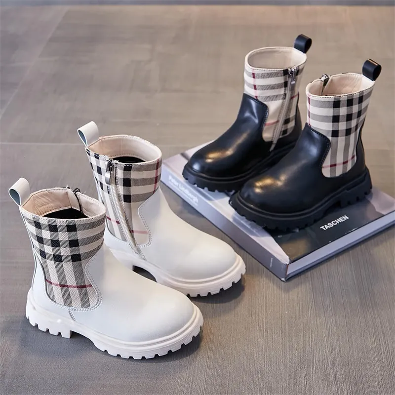 Botlar botas çocuk boot sonbahar/kış İngiliz gril ayakkabı klasik ayak bileği botları moda çocuk ayakkabı kızlar önyükleme trend büyük çocuk bot botines 230823