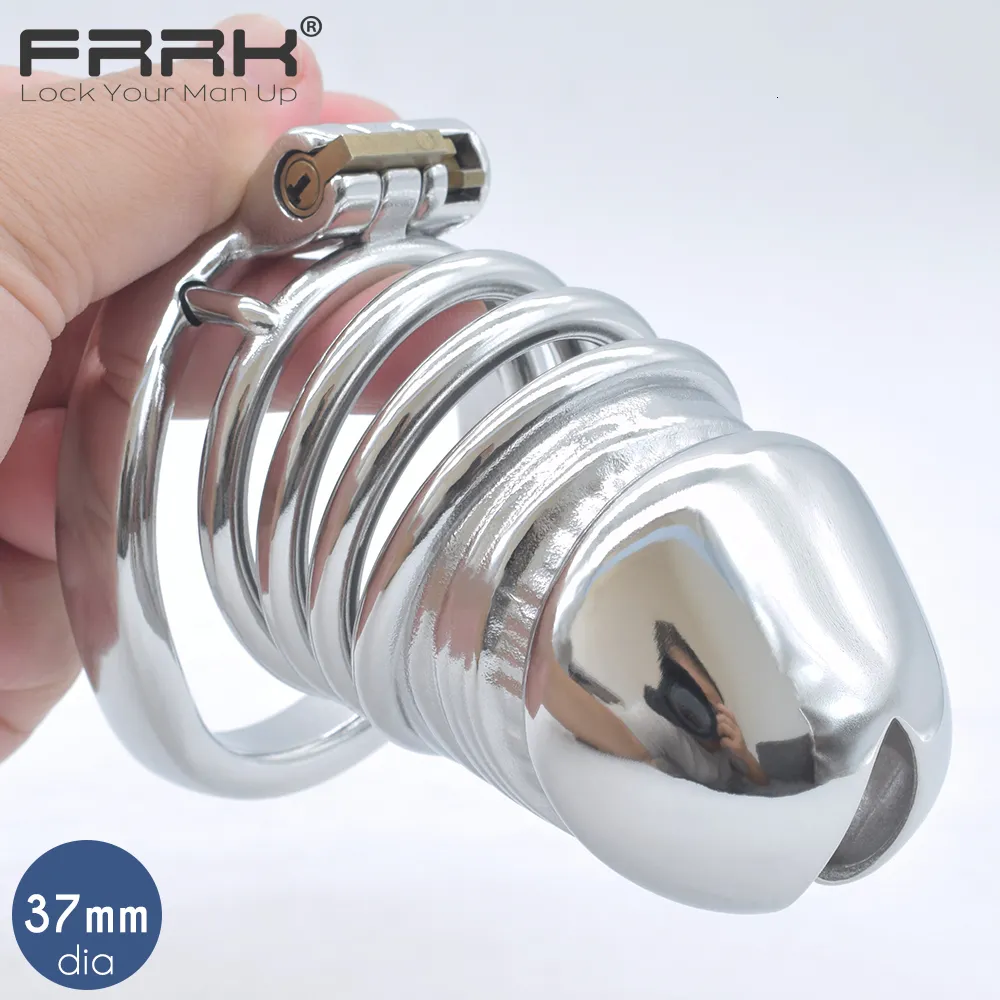 Cockrings Sex Toys Shop Grande cage de chasteté avec ceinture de sangle pour hommes Lock Cock en acier inoxydable dispositif de bondage masculin anneau de pénis 230824