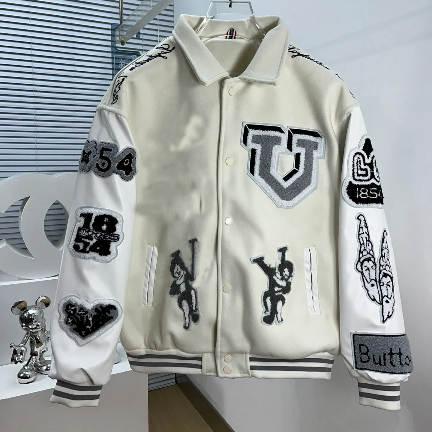 Дизайнерская осенне-зимняя модная уличная хлопковая толстовка, бейсбольная куртка, мужская и женская повседневная куртка с животным принтом