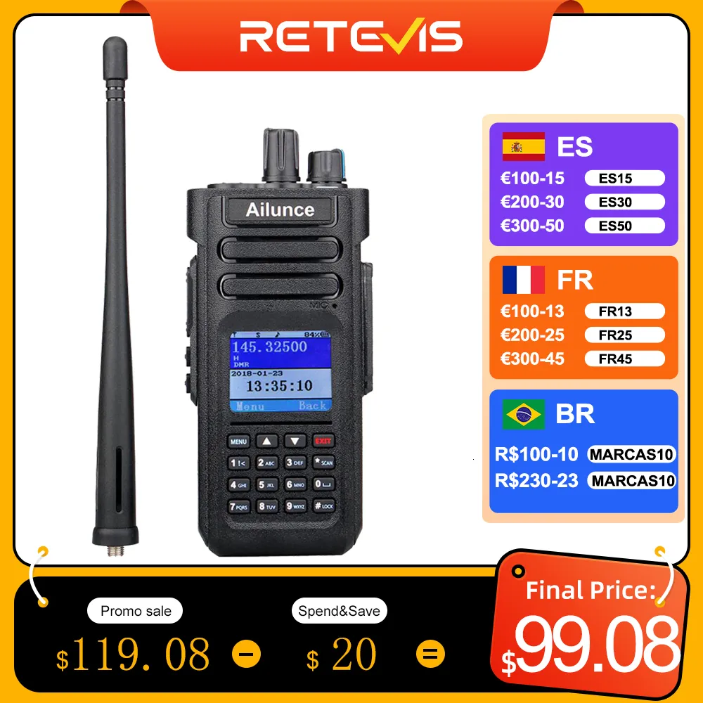 Walkie Talkie Ailunce HD1 DMR Digital Ham Radio Lange Range Amateur Two Way Walkie Talkie GPS VHF UHF Dual Band Transceiver 230823