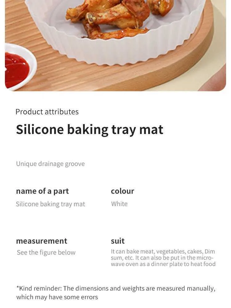 Reusable Silicone Currys Deep Fat Fryer Tray Set Round Basket For Pizza