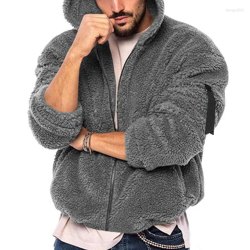 Men s Hoodies Outerwear Mens Wool Zip up Long Sleeve Fleece Sweatshirts Winter Warm Men Casual Hooded Jackets Streetwear Coats