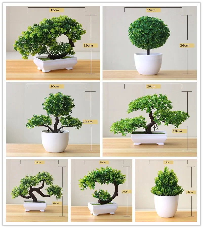 Faux Floral Verdure Plantes Artificielles En Pot Bonsaï Vert Petit Arbre Plantes Fausses Fleurs En Pot Ornements pour La Maison Jardin Décor Fête el Décor 230823