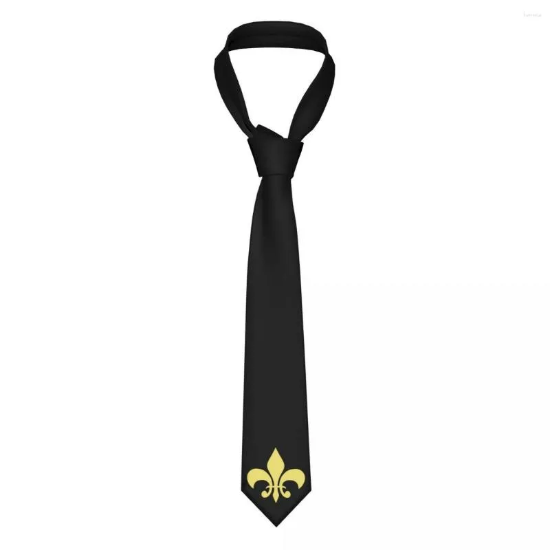 Bow Ties Light Yellow Tie Fleur De Lis Iris 3D Printed Cravat Party Necktie 8cm Wide