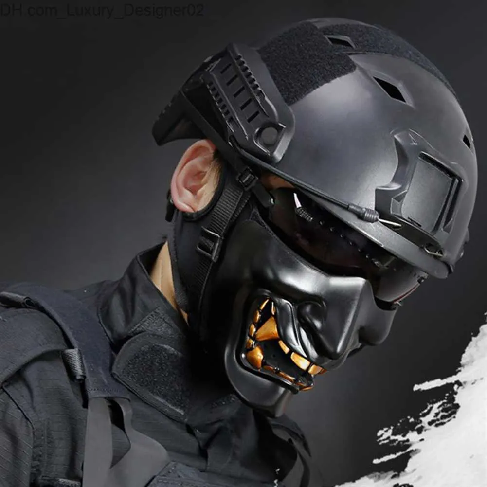 Halloween Cosplay Airsoft Mask Protective Fashion Half Face Mask Prajna  Hannya Mask Japanese Samurai Demon Party Decor - AliExpress