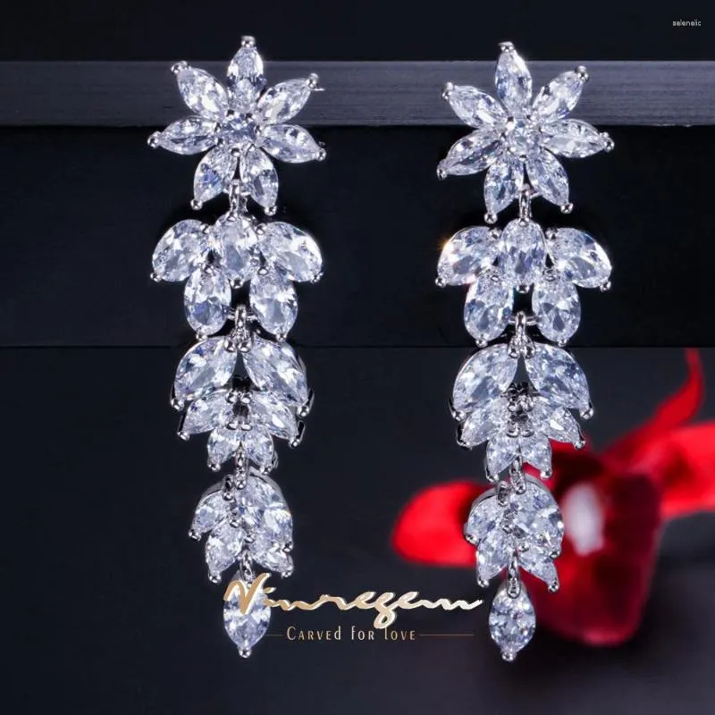 Dangle Earrings Vinregem Bohemia 55MM Lab Sapphire Gemstone Sona Diamonda Flower Drop Gifts Anniversary Fine Jewelry Wholesale