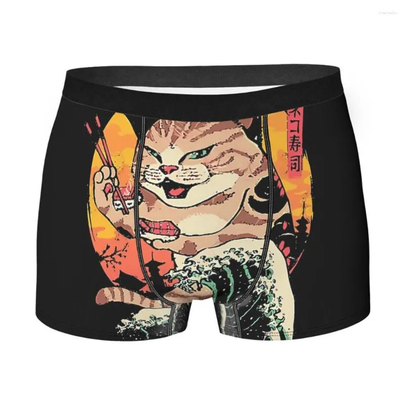 Caleçons Neko Wave Boxer pour hommes Sushi Food Sous-vêtements hautement respirants Short imprimé de qualité supérieure Cadeaux d'anniversaire