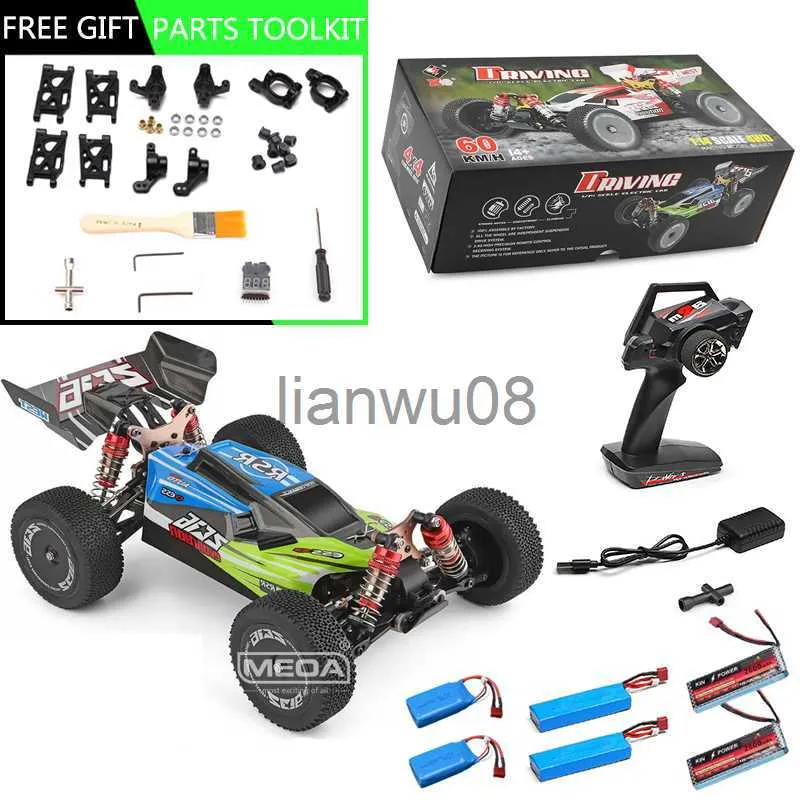 Elektrische / RC auto Wltoys 144001 4WD 60KmH High Speed Racing Offroad Drift Auto Speelgoed 114 24GHz RC Auto Upgrade Borstelloze motor 75KmH x0824 x0824