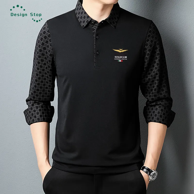 Polos para hombre con cuello de botón Polo para hombre Camiseta de manga larga a la moda 230823