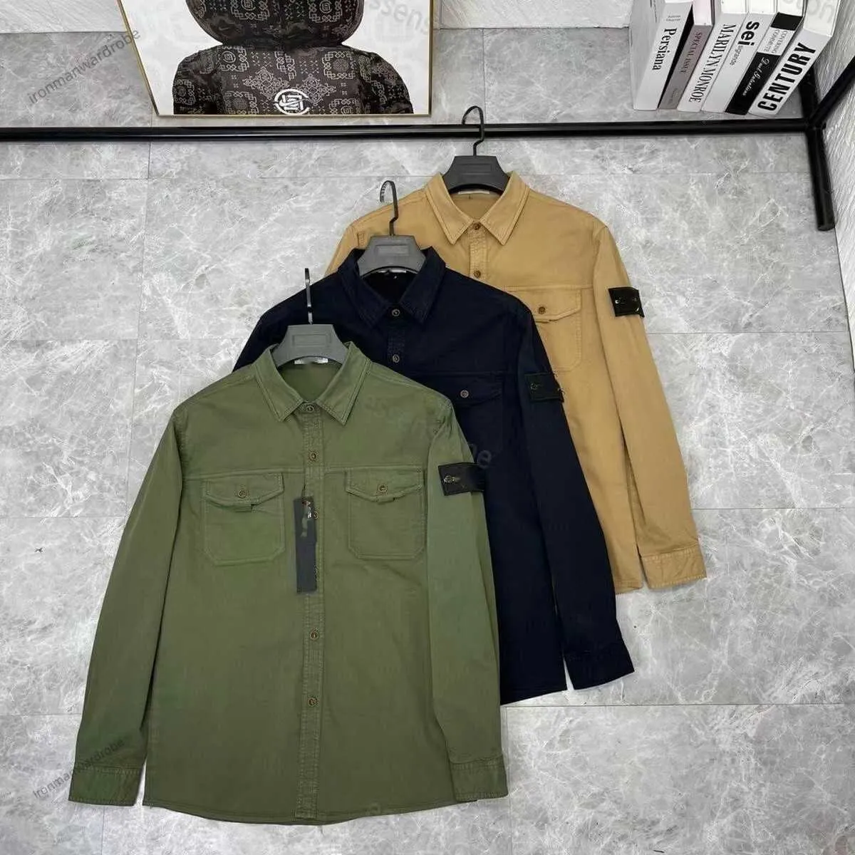 Stone Brand Island Toppricity Pocket Jackets Designer Jacket Manga Longa Zipper Badges Men camise