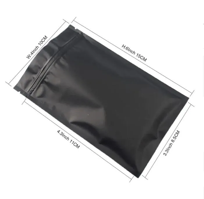 Black Resealable Smell Proof Bags Mylar Bags Matte Black Foil Pouch Double-Sided Flat Zipper Bag Wholesale